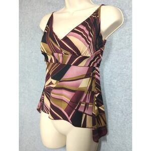 Y2K Rare RAVE Baby Doll Top S Geometric Empire Tie Waist Purple Fairy  Coquette